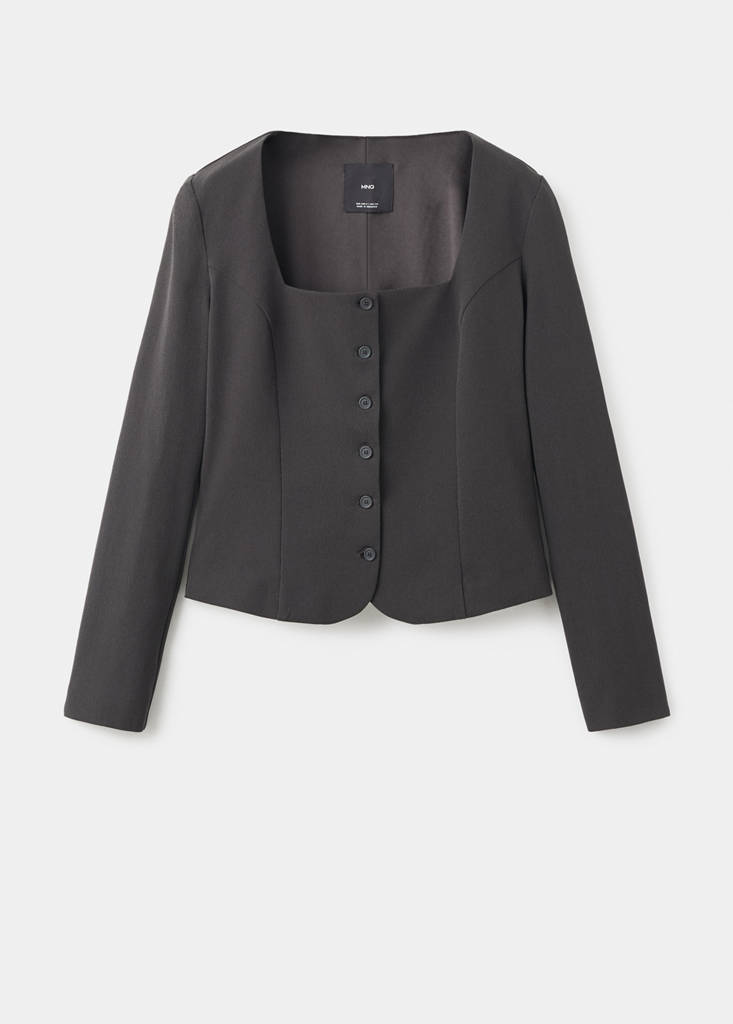 Tailored cropped suit jacket — Grey