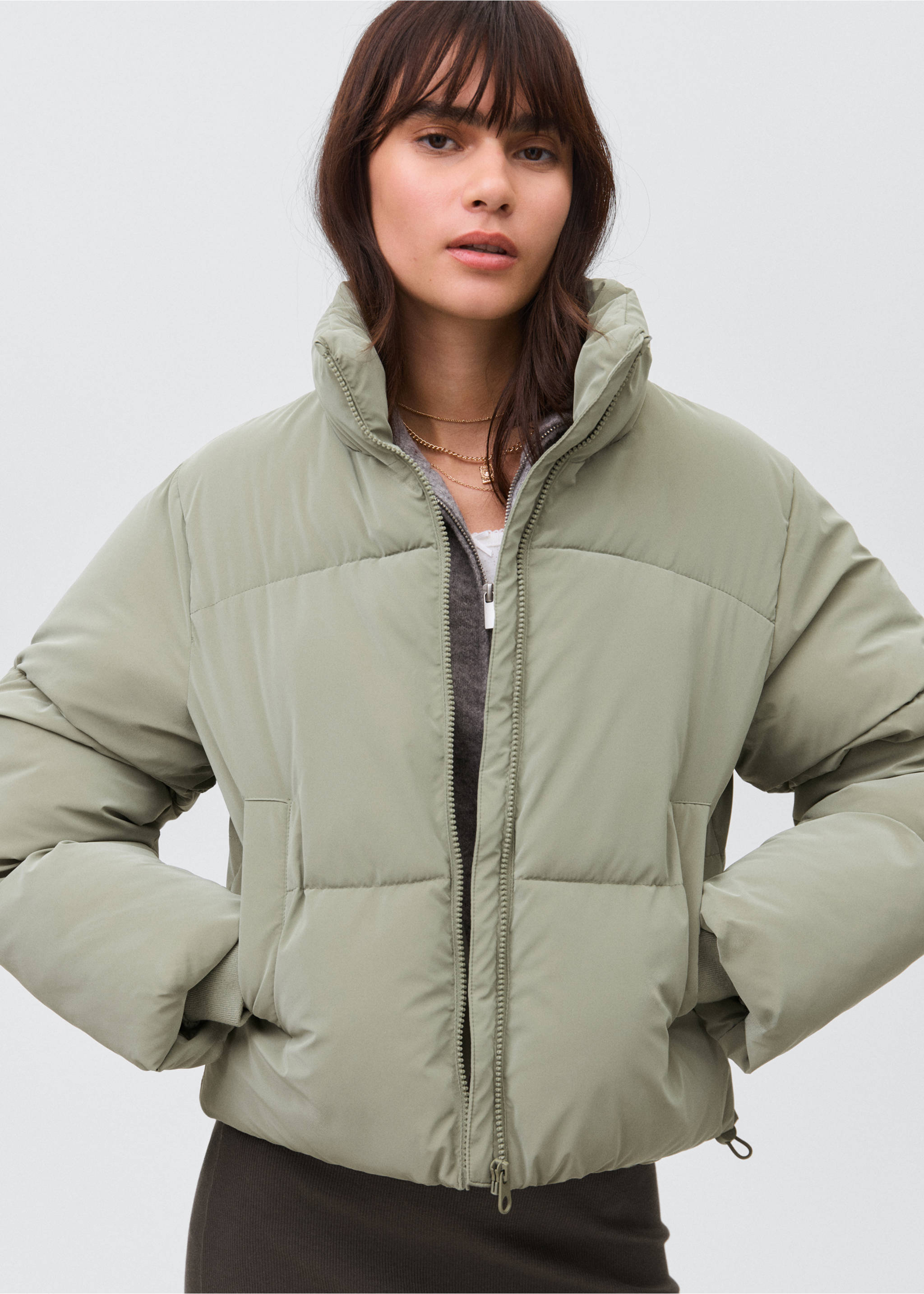 Soft quilted anorak - Medium plane, Pastel Green. Ref: 17055967-00.