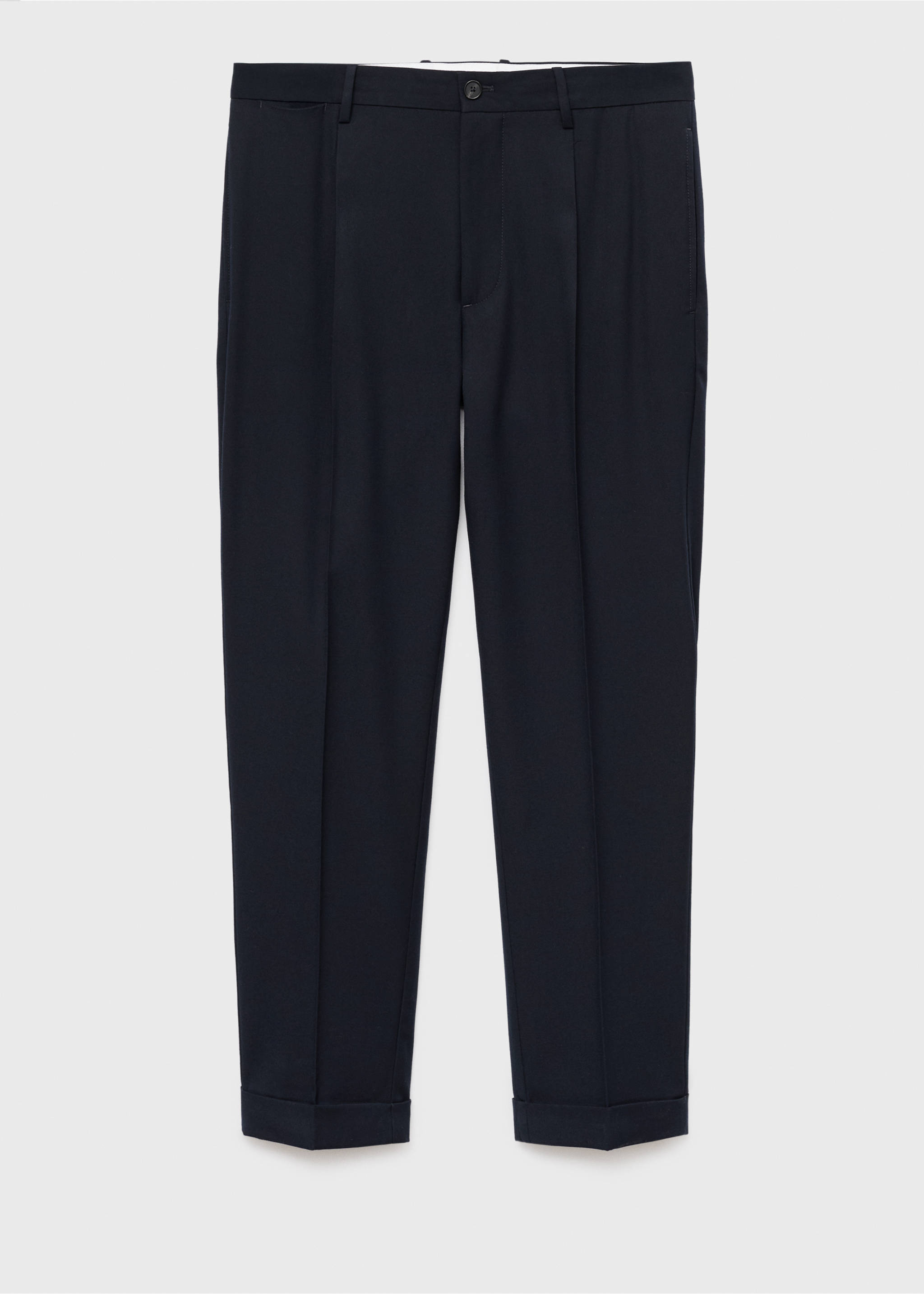 Regular-fit pleated flannel trousers - Article without model, Navy. Ref: 17055968-00.