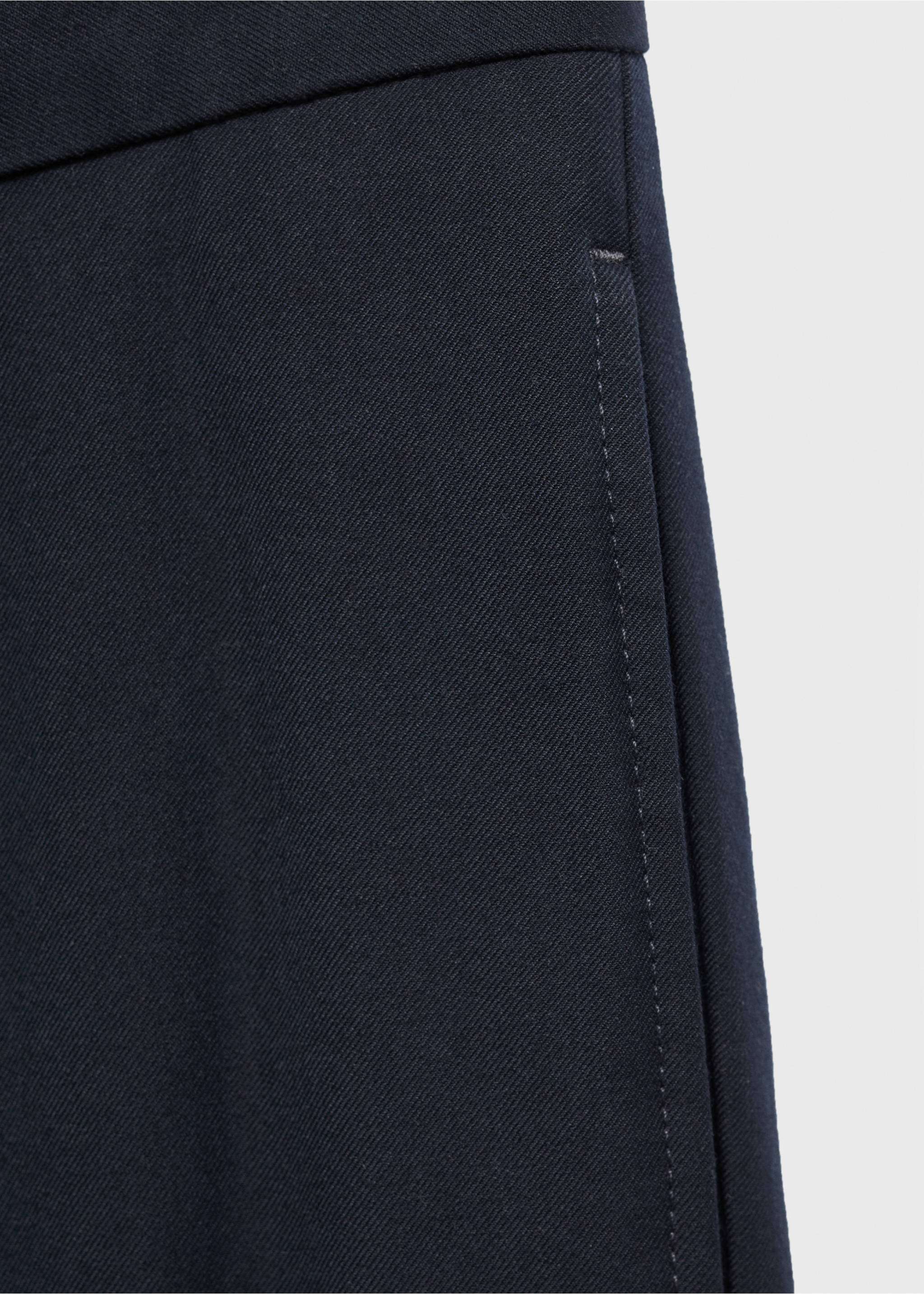 Regular-fit pleated flannel trousers - Details of the article 0, Navy. Ref: 17055968-00.