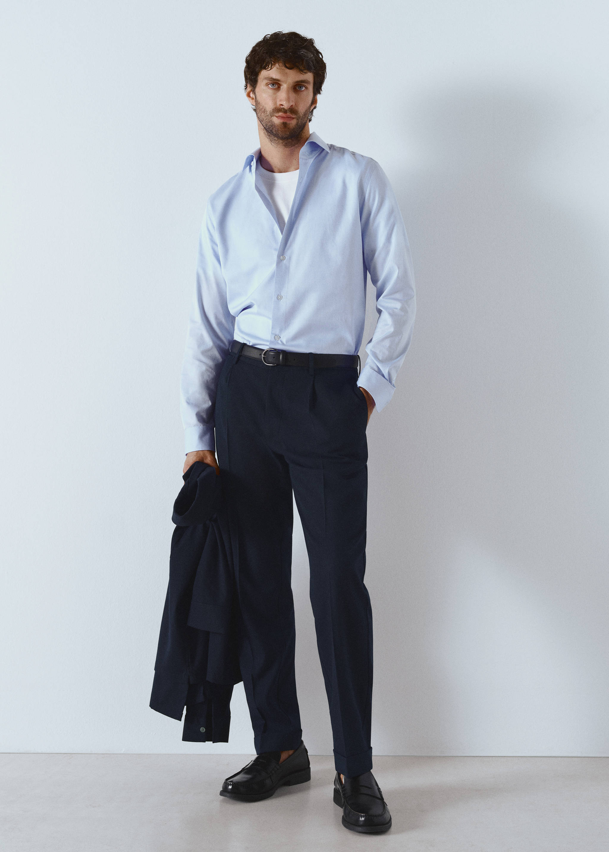 Regular-fit pleated flannel trousers - Details of the article 3