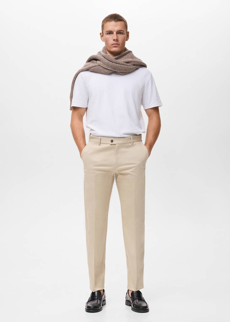 Regular-fit cotton trousers — Ecru