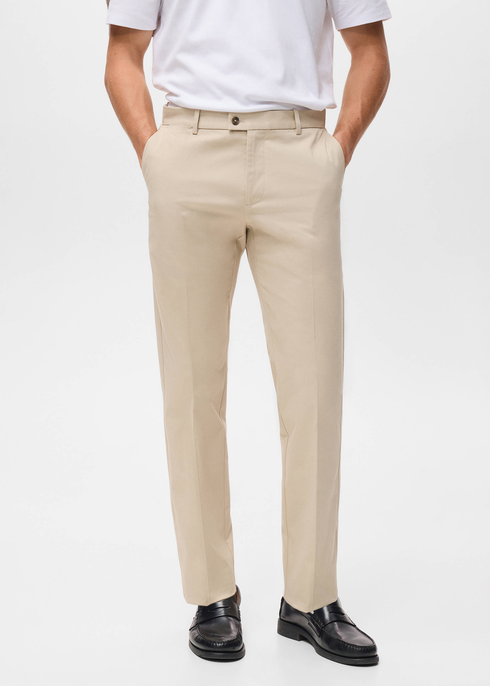 Regular-fit cotton trousers - Medium plane
