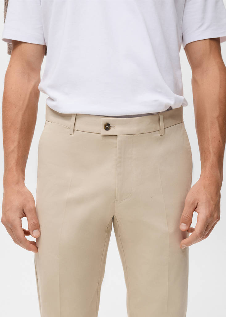 Regular-fit cotton trousers — Ecru