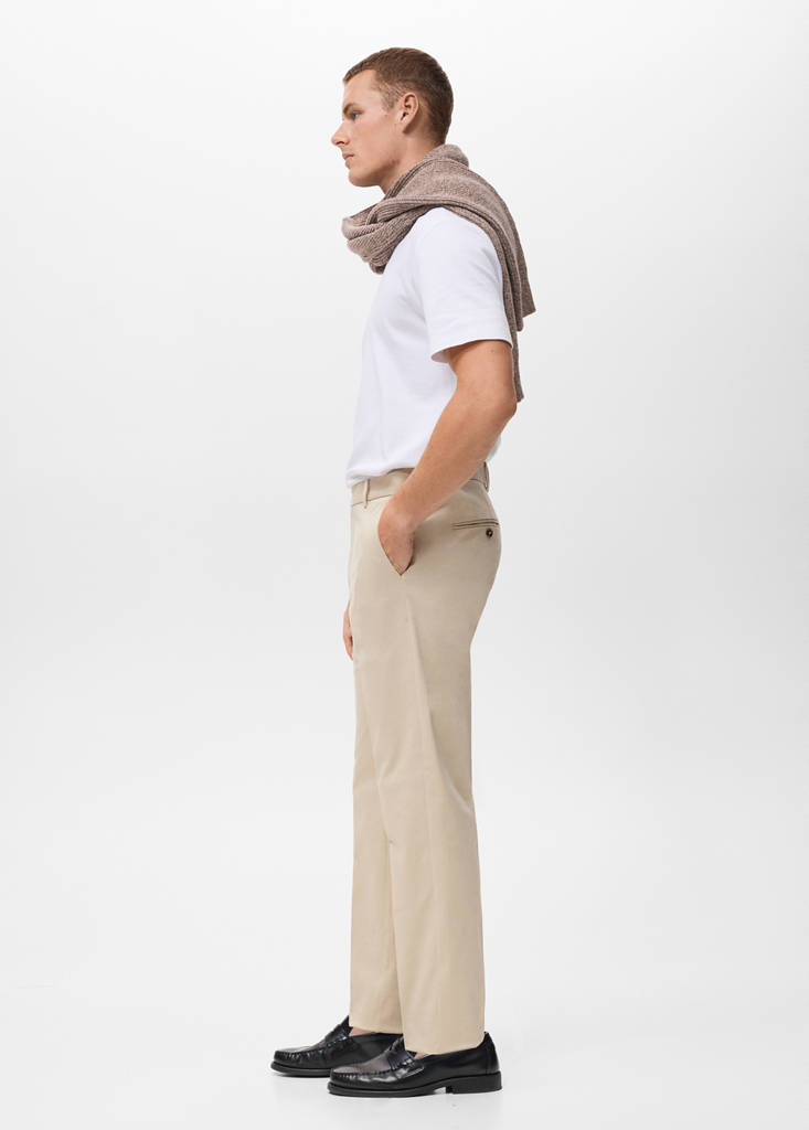 Regular-fit cotton trousers — Ecru