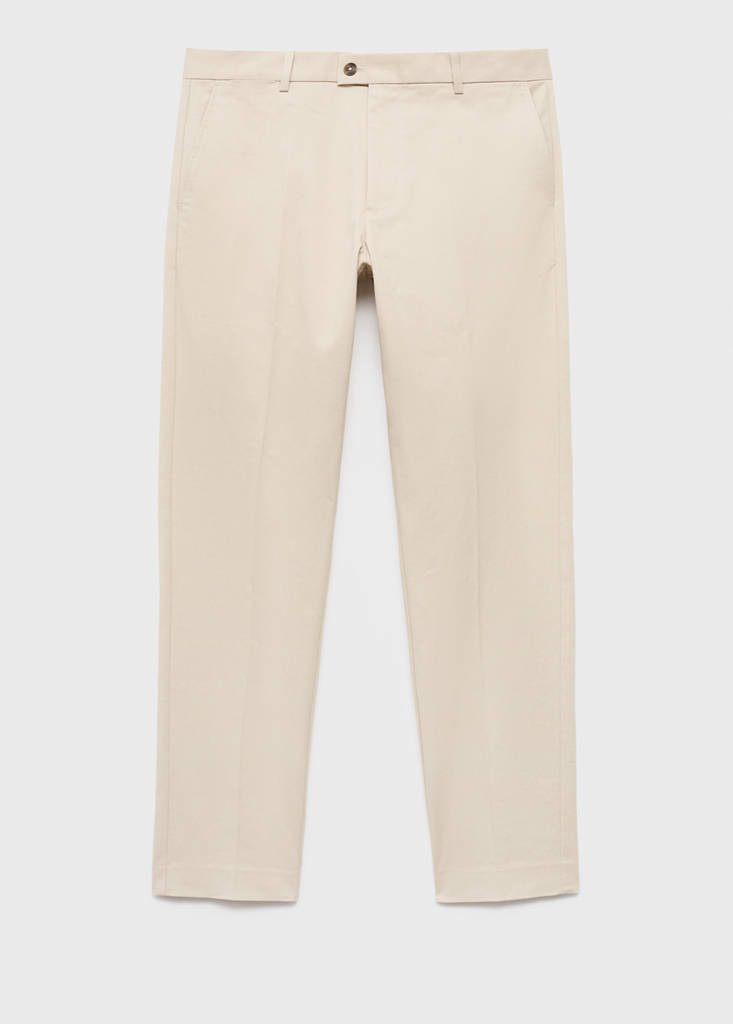 Regular-fit cotton trousers — Ecru