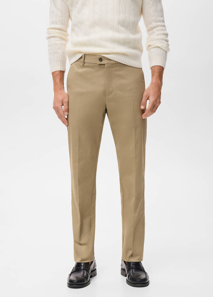 Regular-fit cotton trousers — Beige