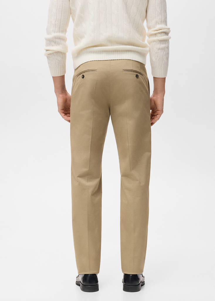 Regular-fit cotton trousers — Beige