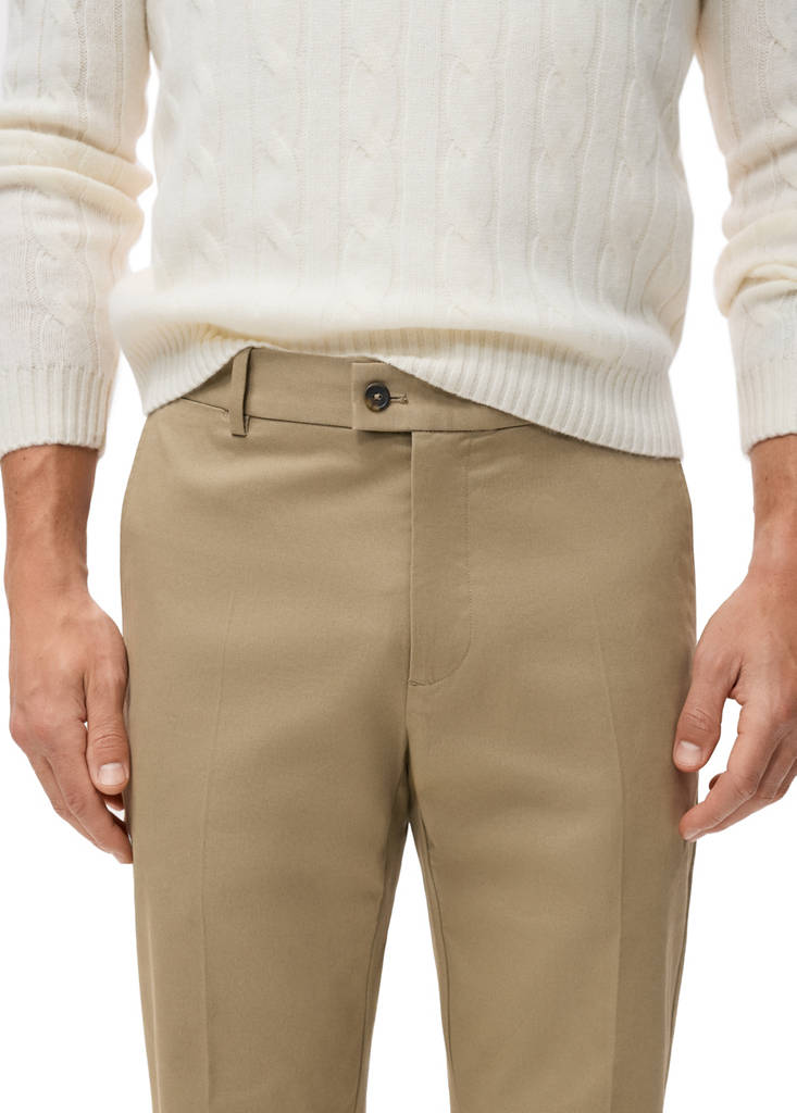 Regular-fit cotton trousers — Beige