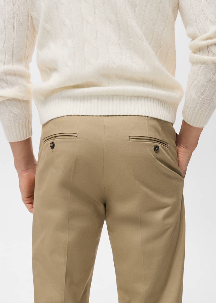Regular-fit cotton trousers — Beige