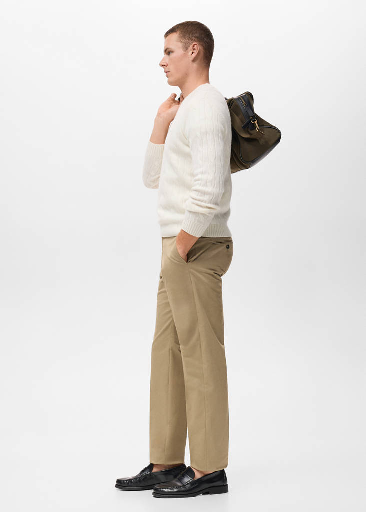 Regular-fit cotton trousers — Beige