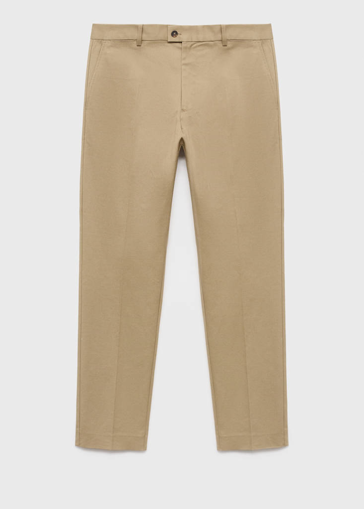 Regular-fit cotton trousers — Beige