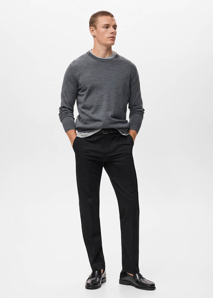 Regular-fit cotton trousers — Navy
