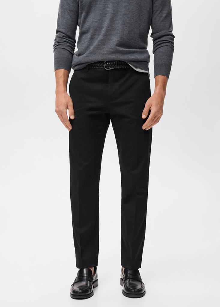 Regular-fit cotton trousers — Navy