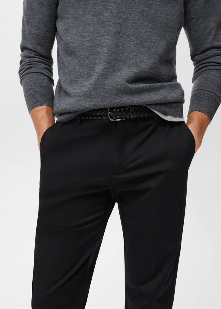 Regular-fit cotton trousers — Navy