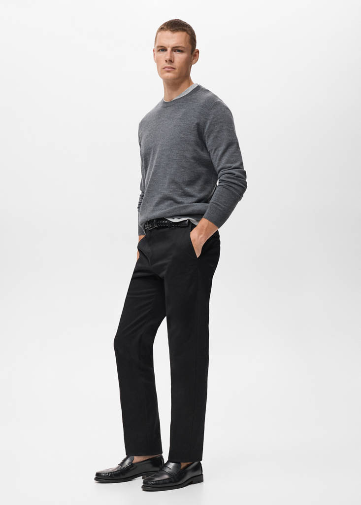 Regular-fit cotton trousers — Navy