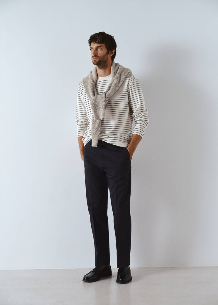 Regular-fit cotton trousers — Navy