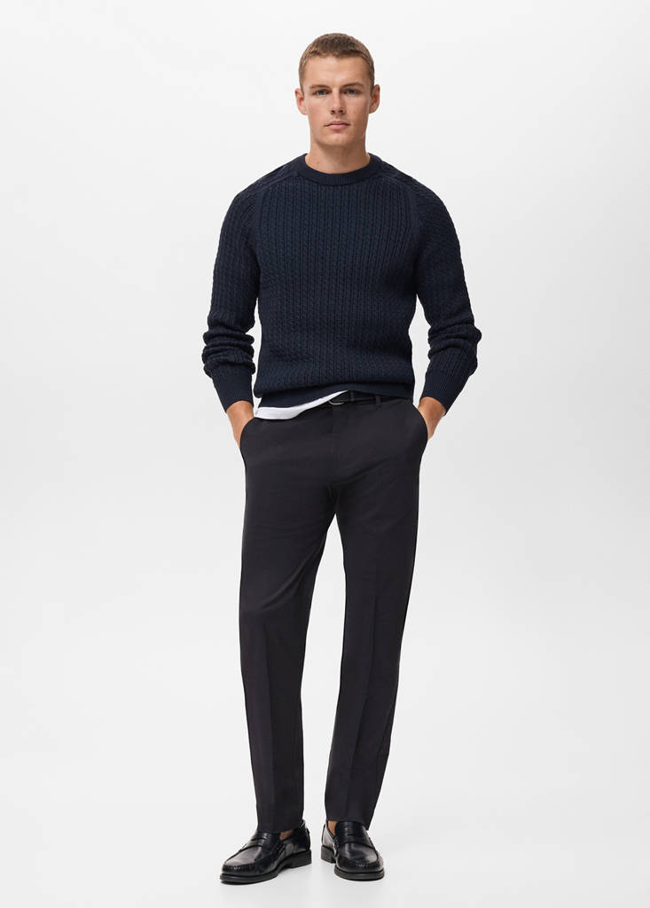 Regular-fit cotton trousers — Black