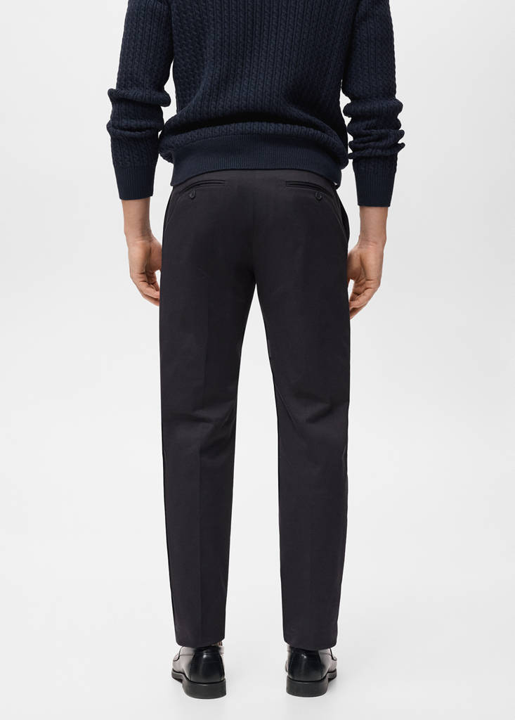 Regular-fit cotton trousers — Black