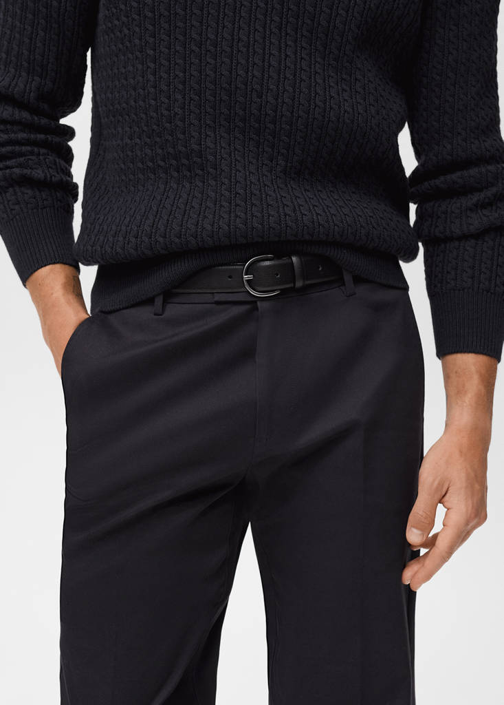 Regular-fit cotton trousers — Black