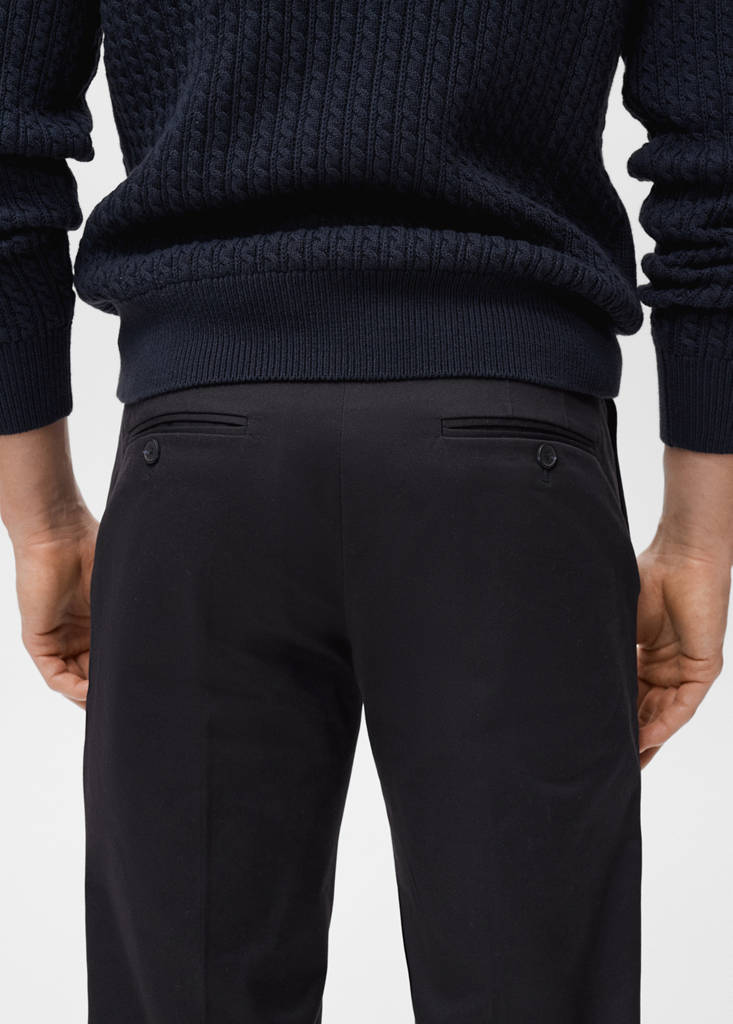 Regular-fit cotton trousers — Black