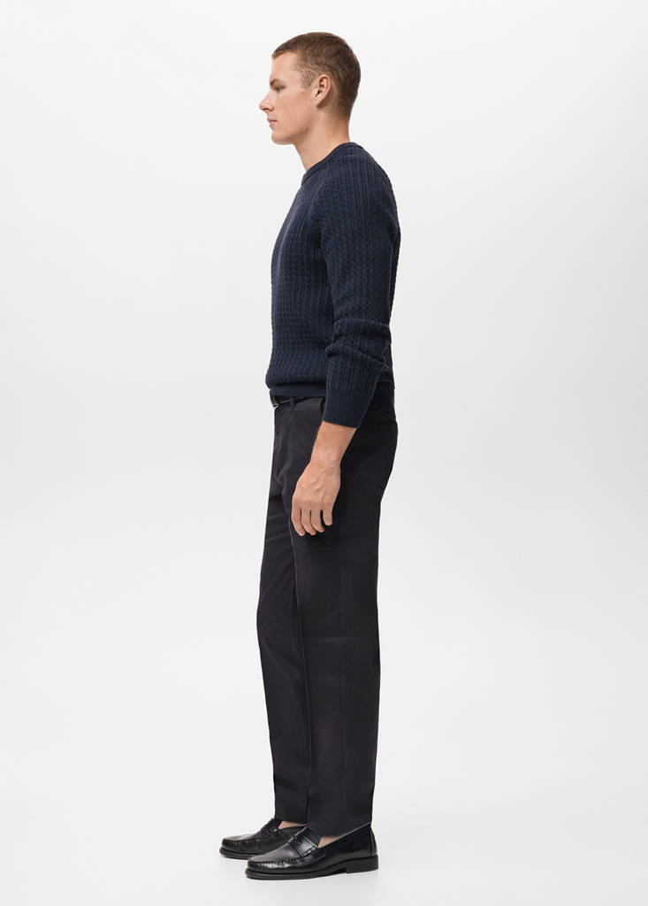 Regular-fit cotton trousers — Black