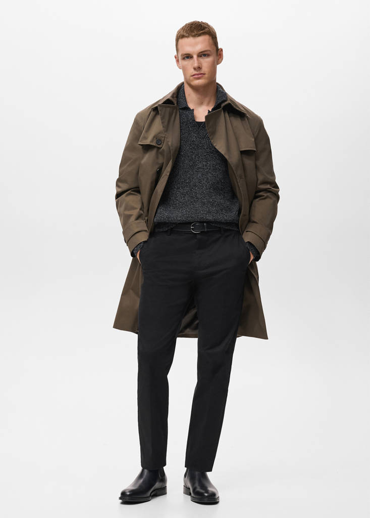 Regular-fit cotton trousers — Black