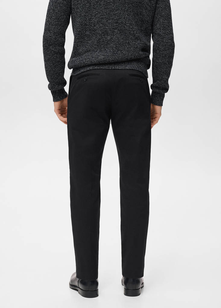 Regular-fit cotton trousers — Black