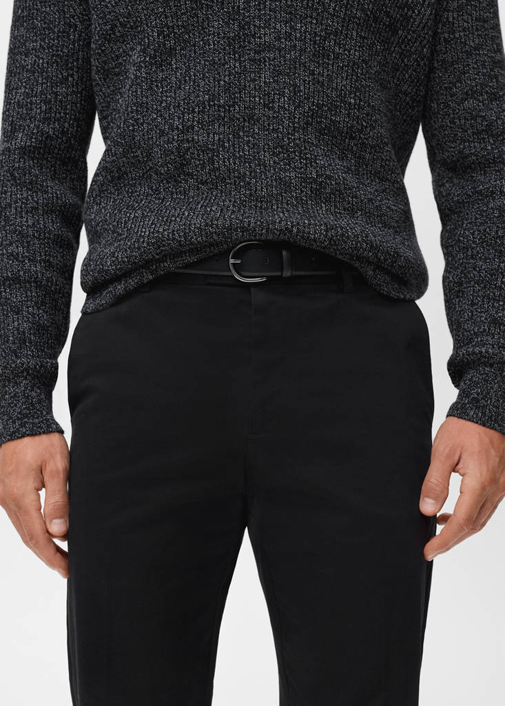 Regular-fit cotton trousers — Black