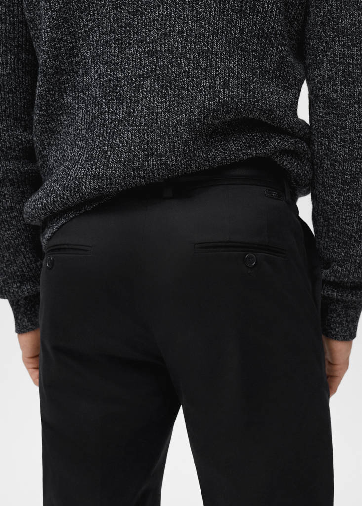 Regular-fit cotton trousers — Black