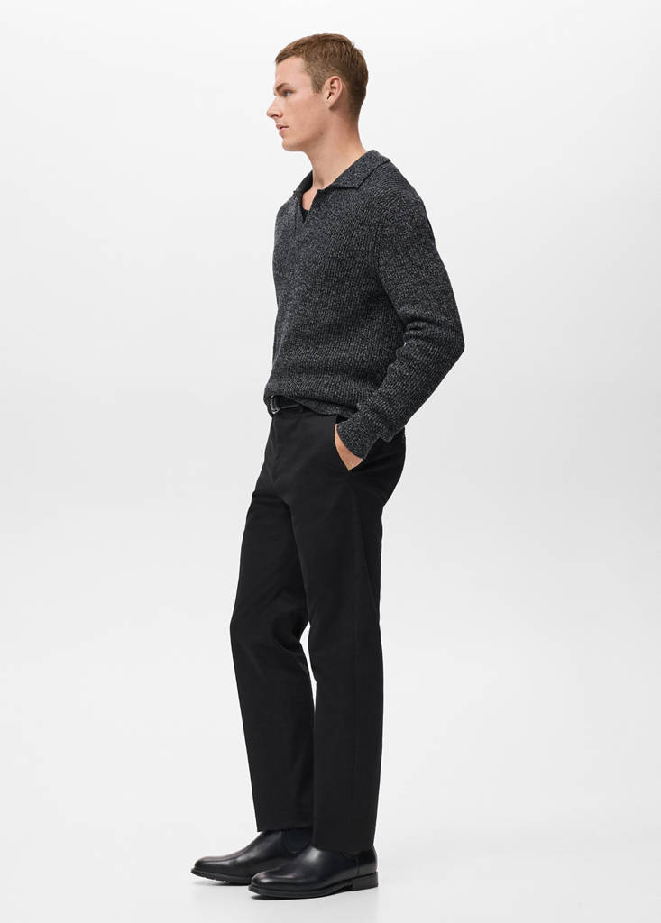 Regular-fit cotton trousers — Black