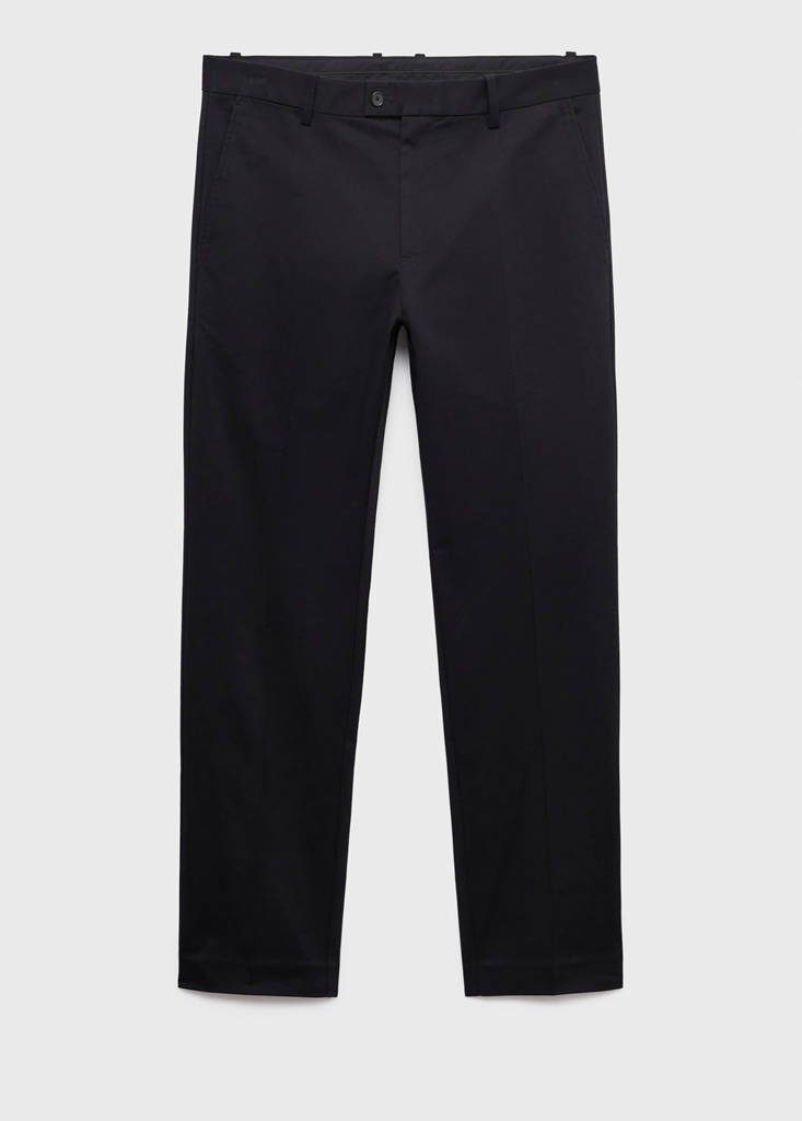 Regular-fit cotton trousers — Black