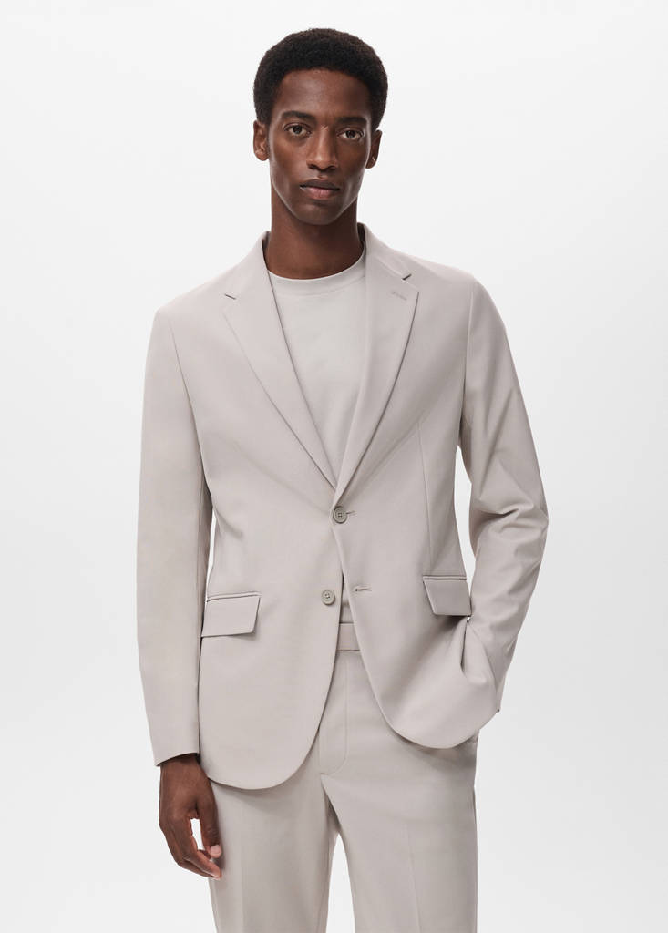 Zurich slim-fit Thermolite® suit jacket — Beige