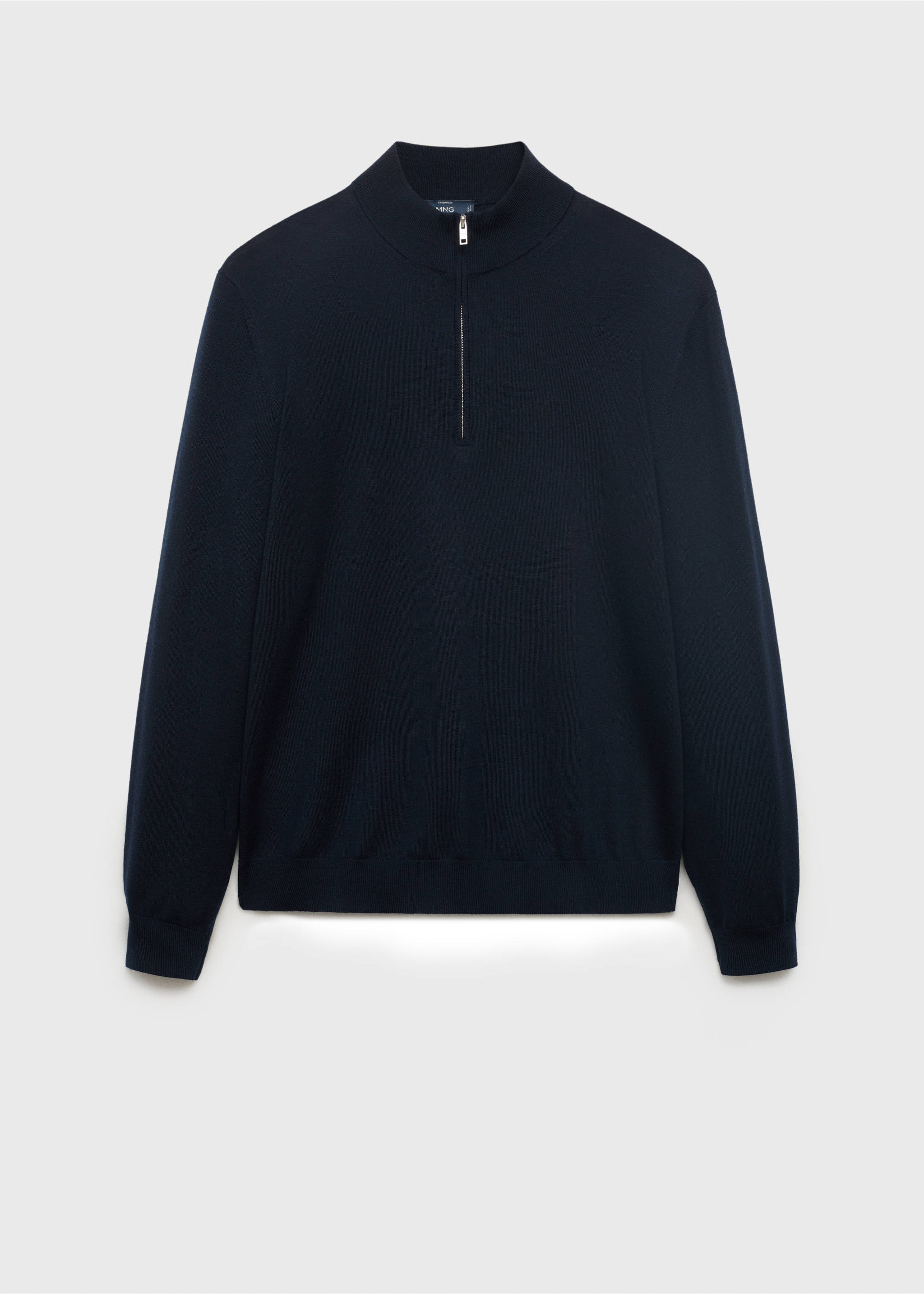 100% merino wool sweater with perkins collar - Article without model, Navy. Ref: 17055971-00.