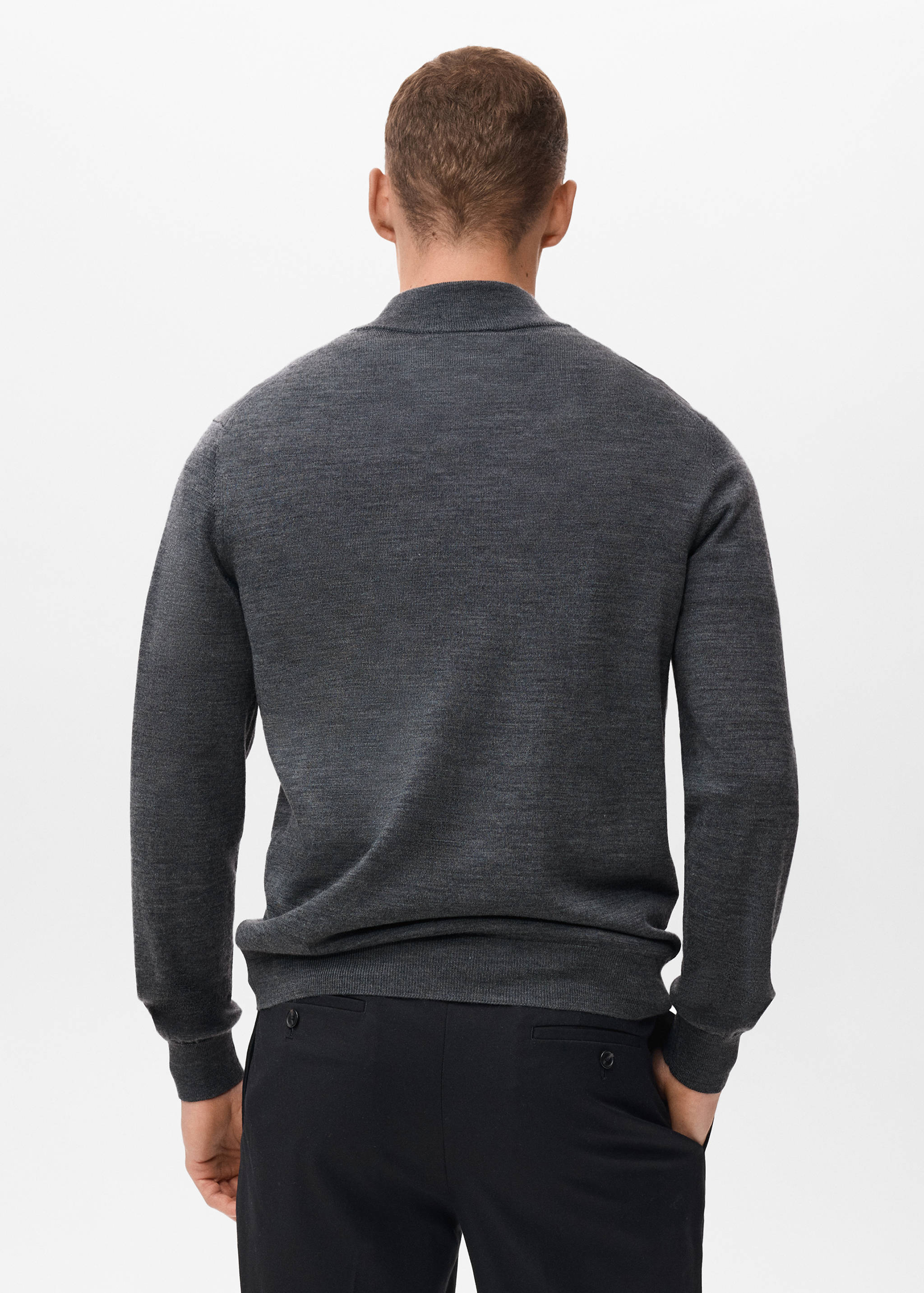 100% merino wool sweater with perkins collar - Reverse of the article