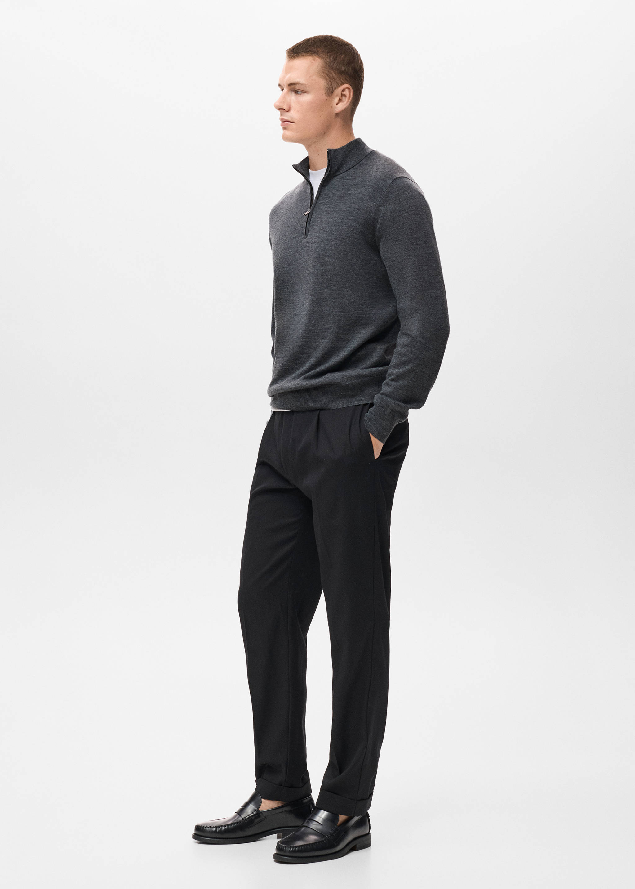 100% merino wool sweater with perkins collar - Details of the article 2