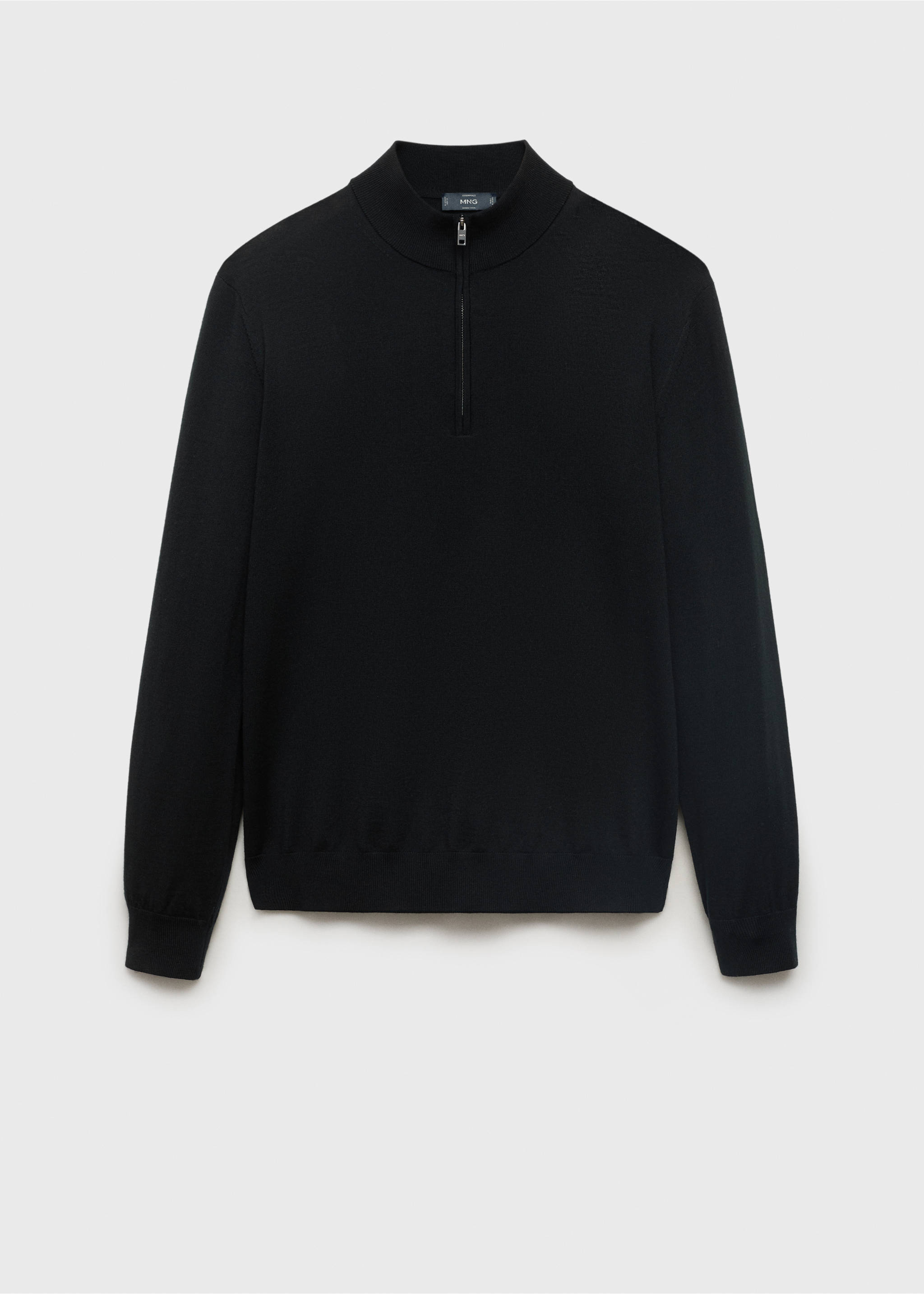 100% merino wool sweater with perkins collar - Article without model, Black. Ref: 17055971-00.