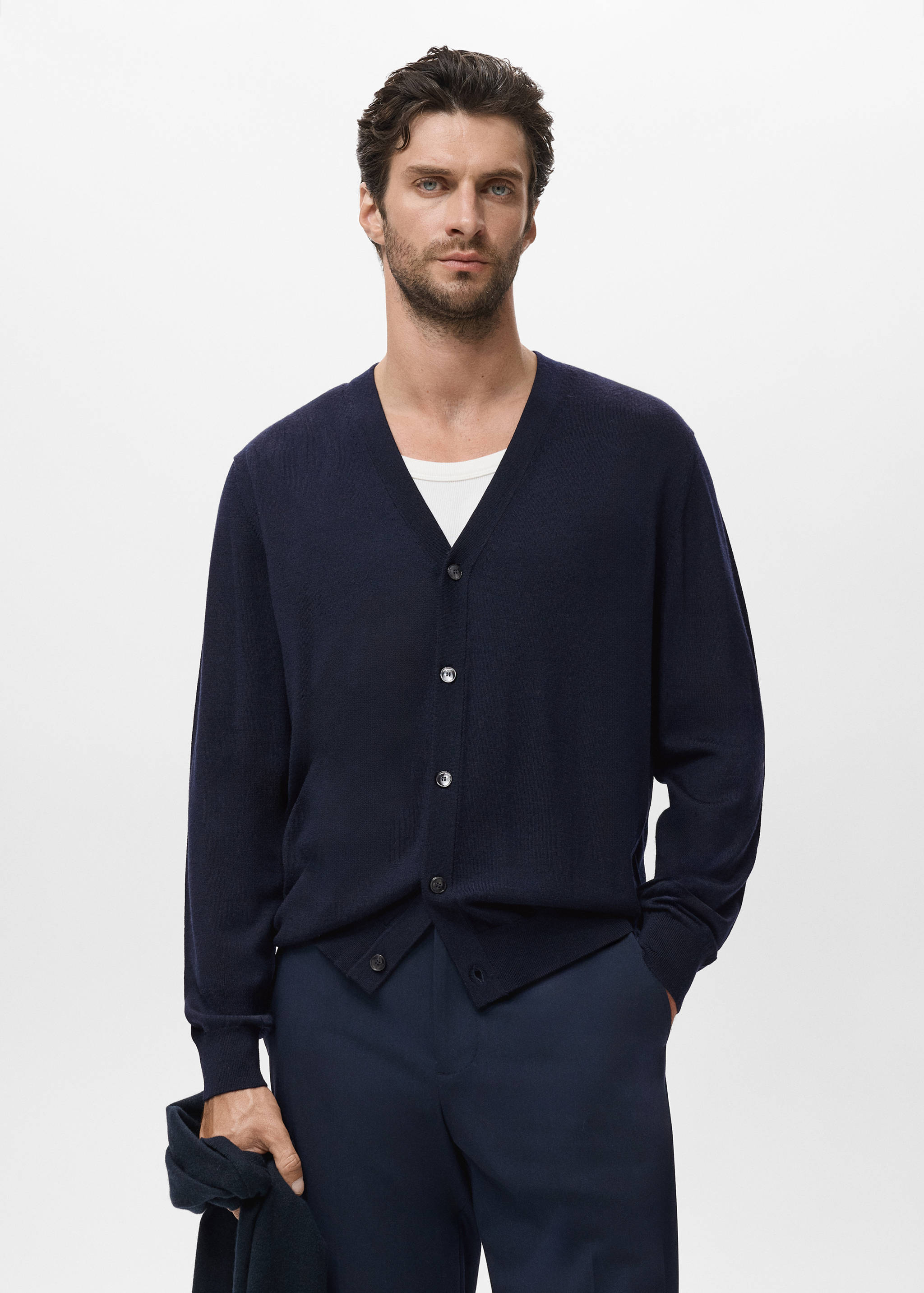 Cárdigan 100% lana merino - Plano medio