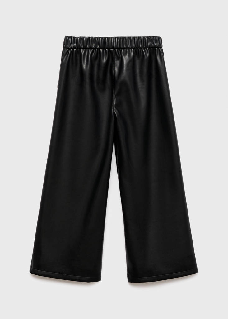 Straight leather-effect trousers — Black
