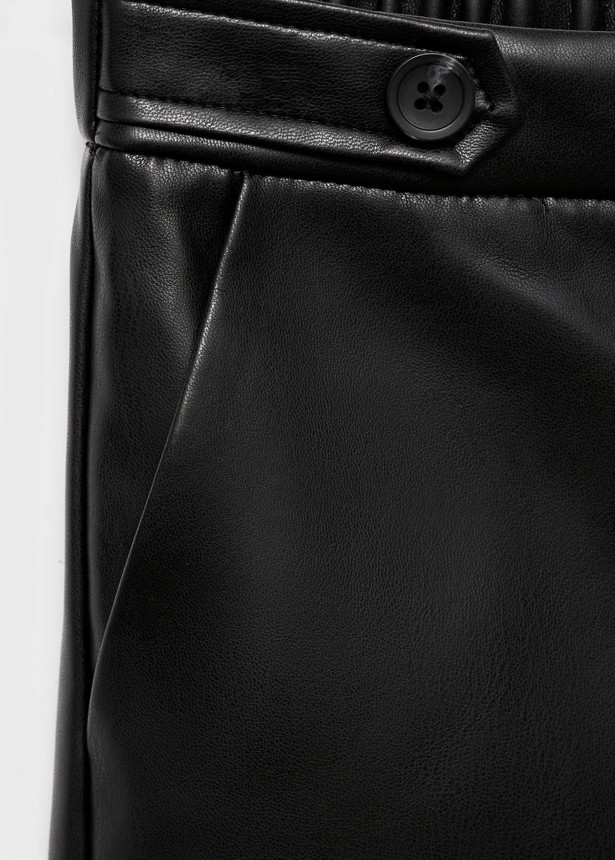 Straight leather-effect trousers — Black