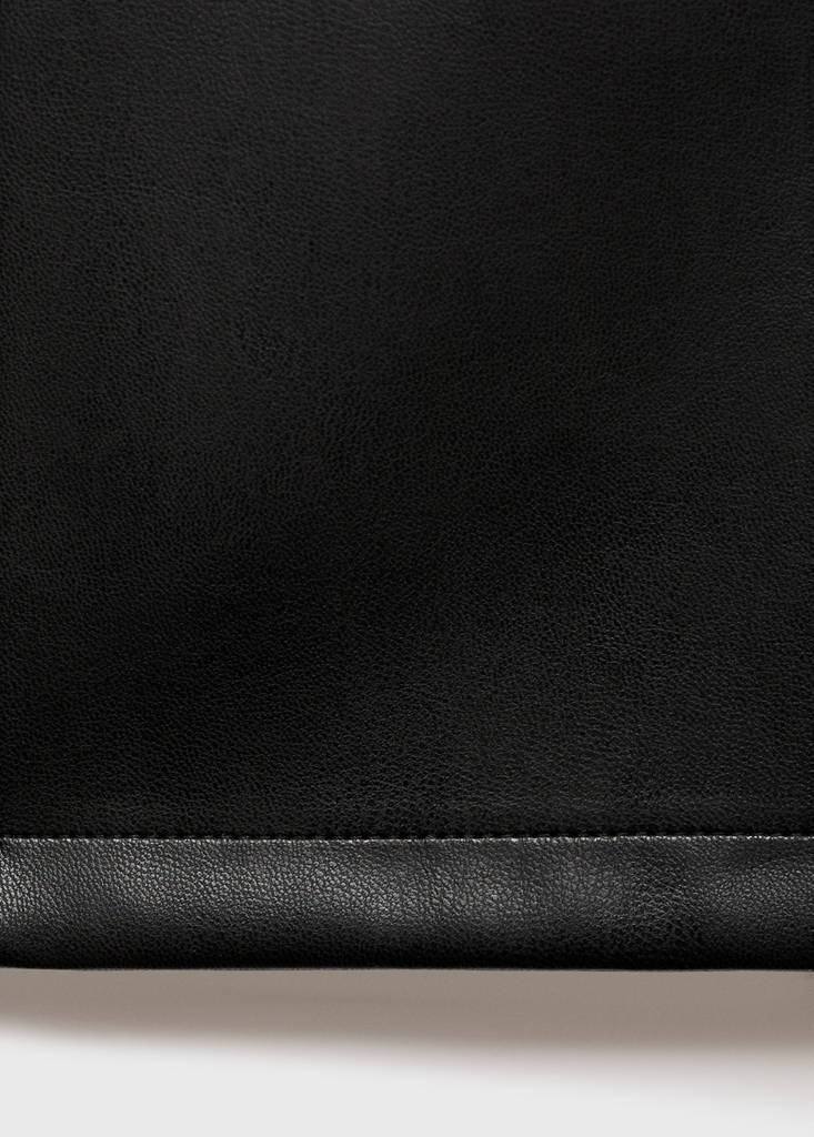 Straight leather-effect trousers — Black