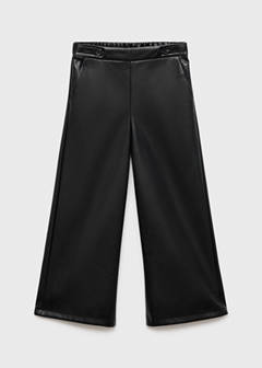 Straight leather-effect trousers — Black 1