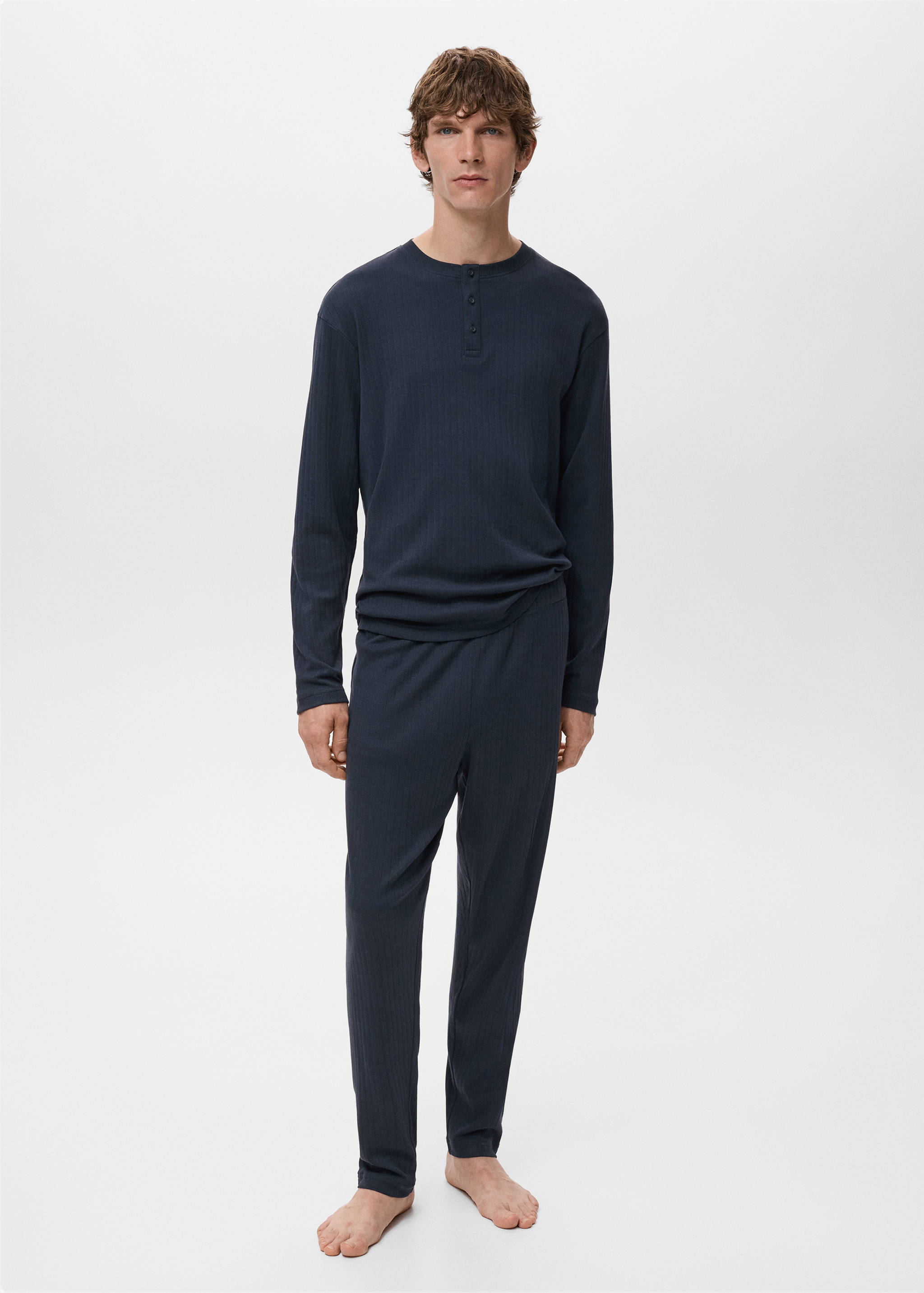 Lange pyjama 100% katoen - Overzichtstekening