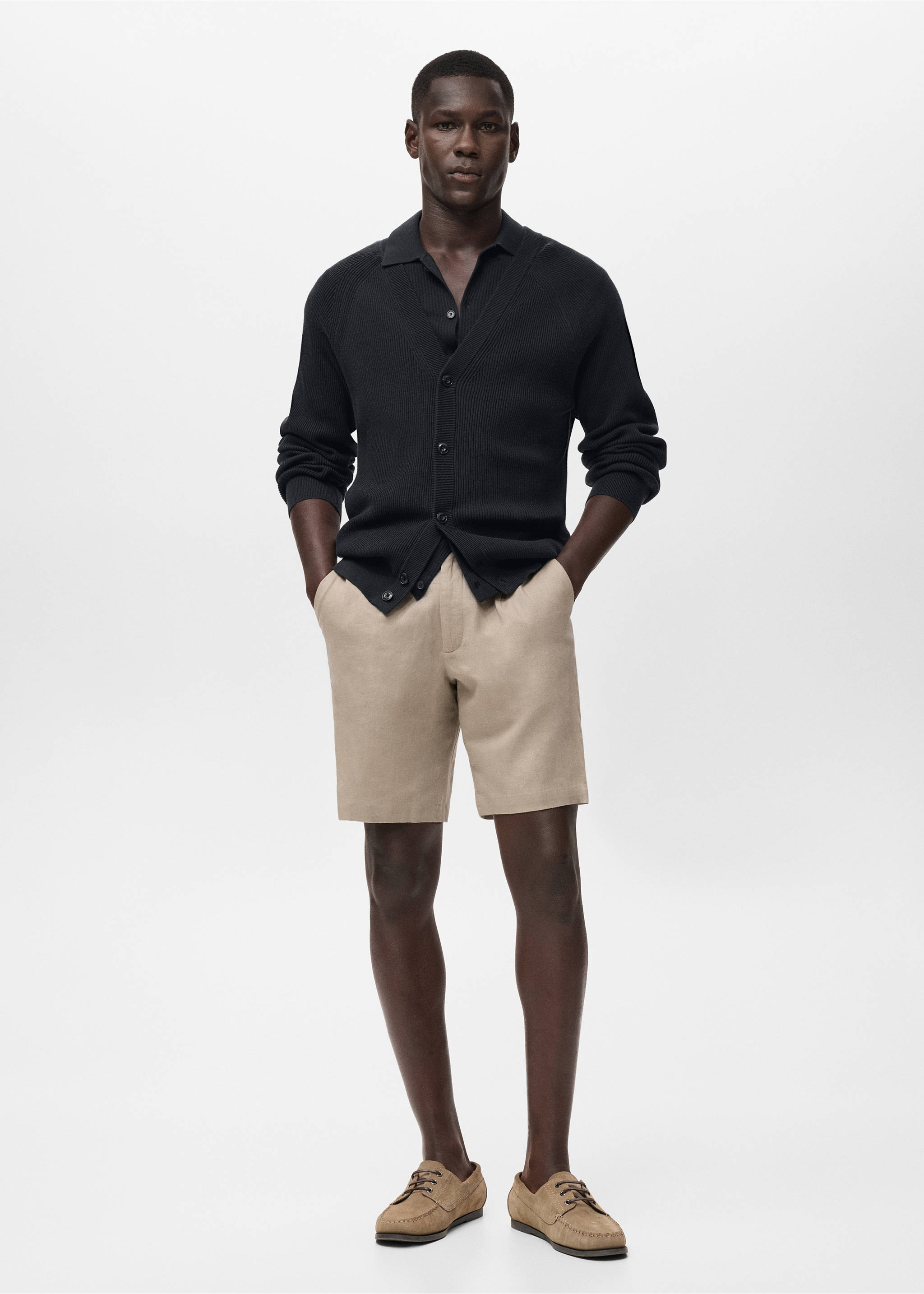 Linen-cotton blend Bermuda short - General plane, Beige. Ref: 17055975-00.