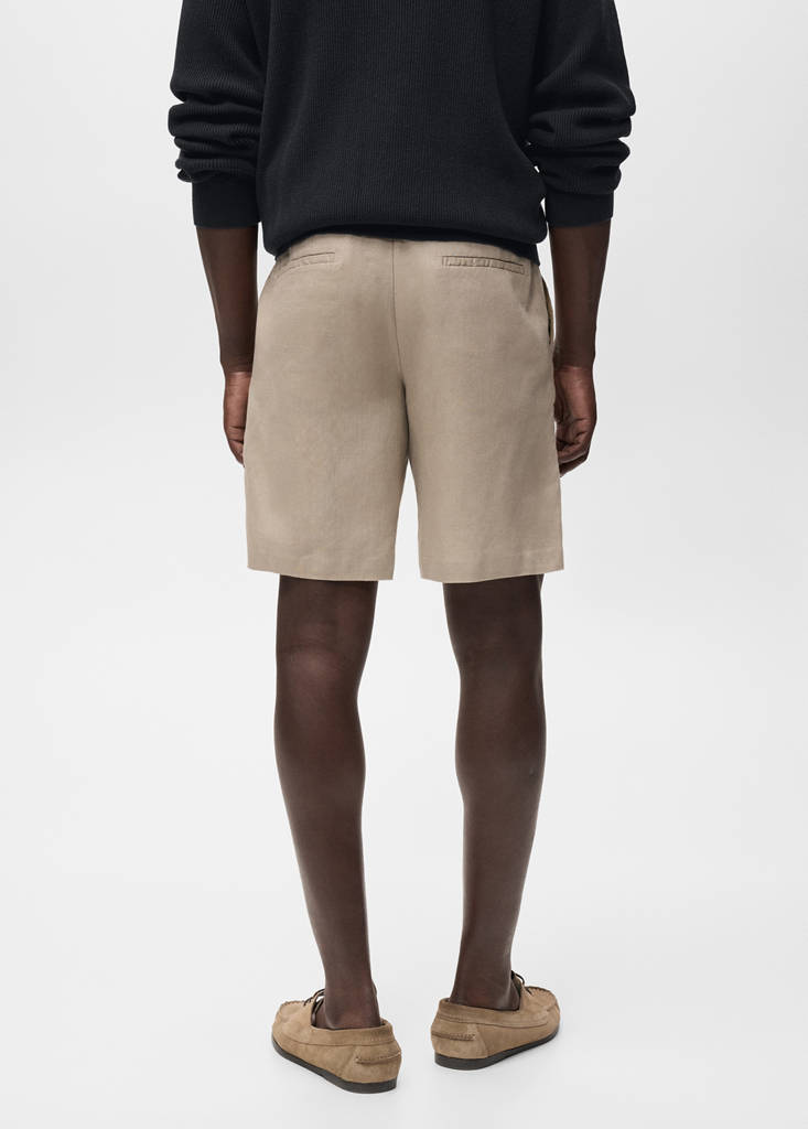 Linen-cotton blend Bermuda short — Beige