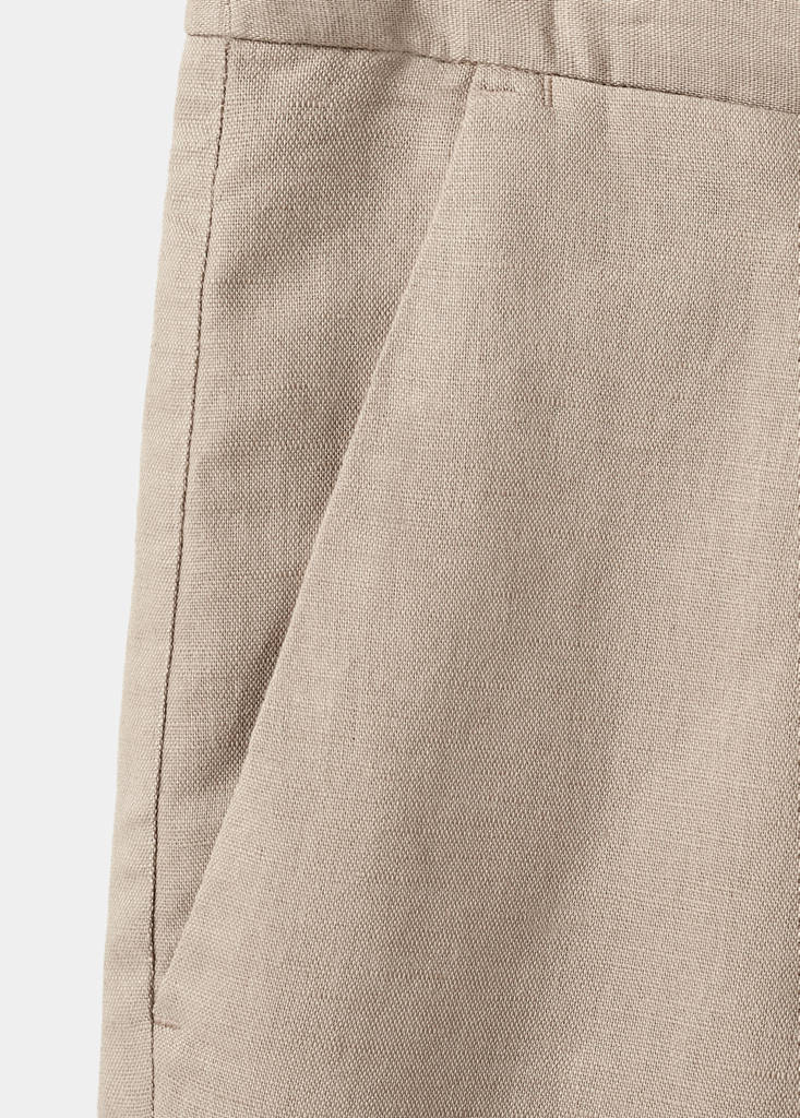 Linen-cotton blend Bermuda short — Beige