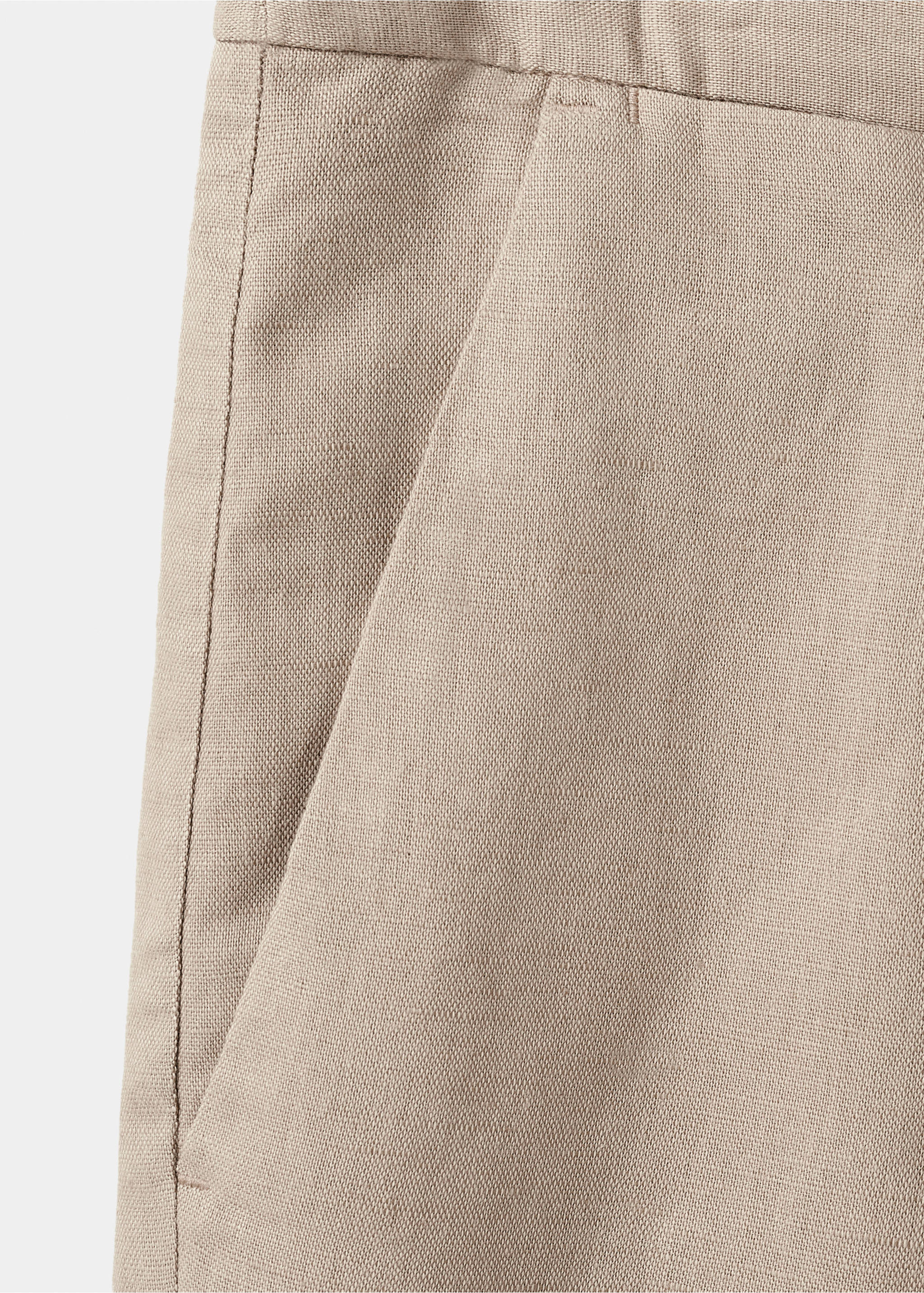 Linen-cotton blend Bermuda short - Details of the article 8, Beige. Ref: 17055975-00.