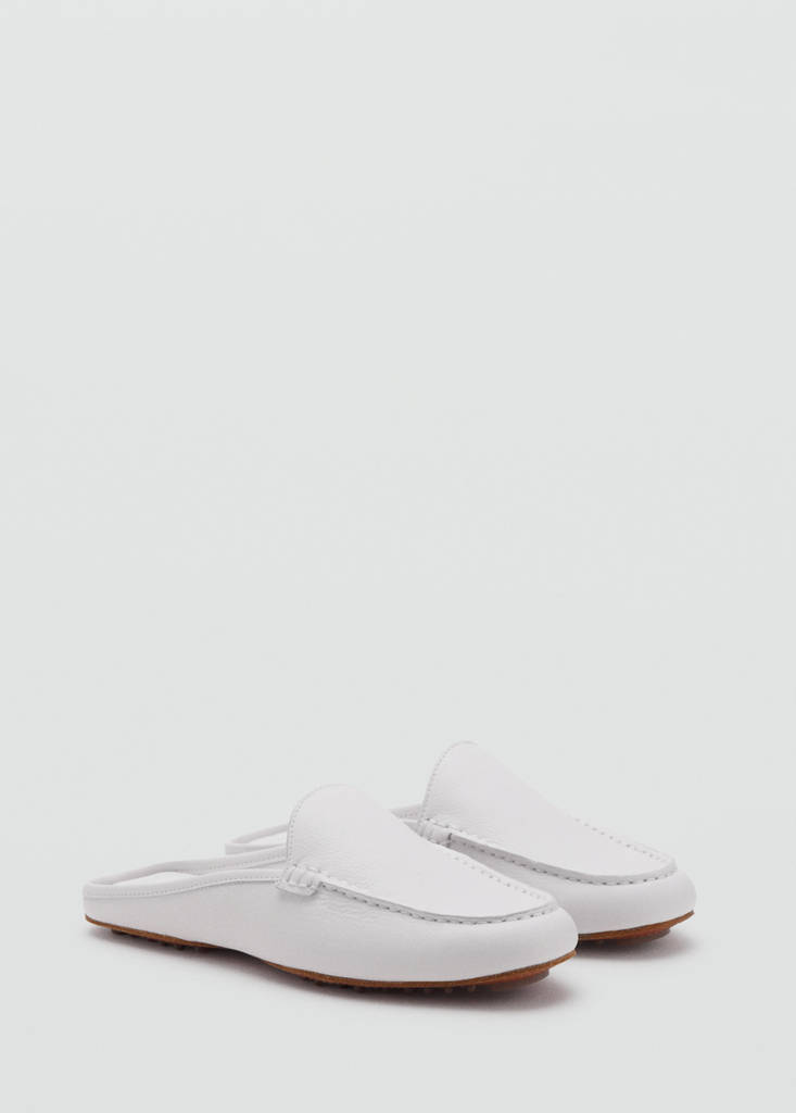 Leather flat shoes — White