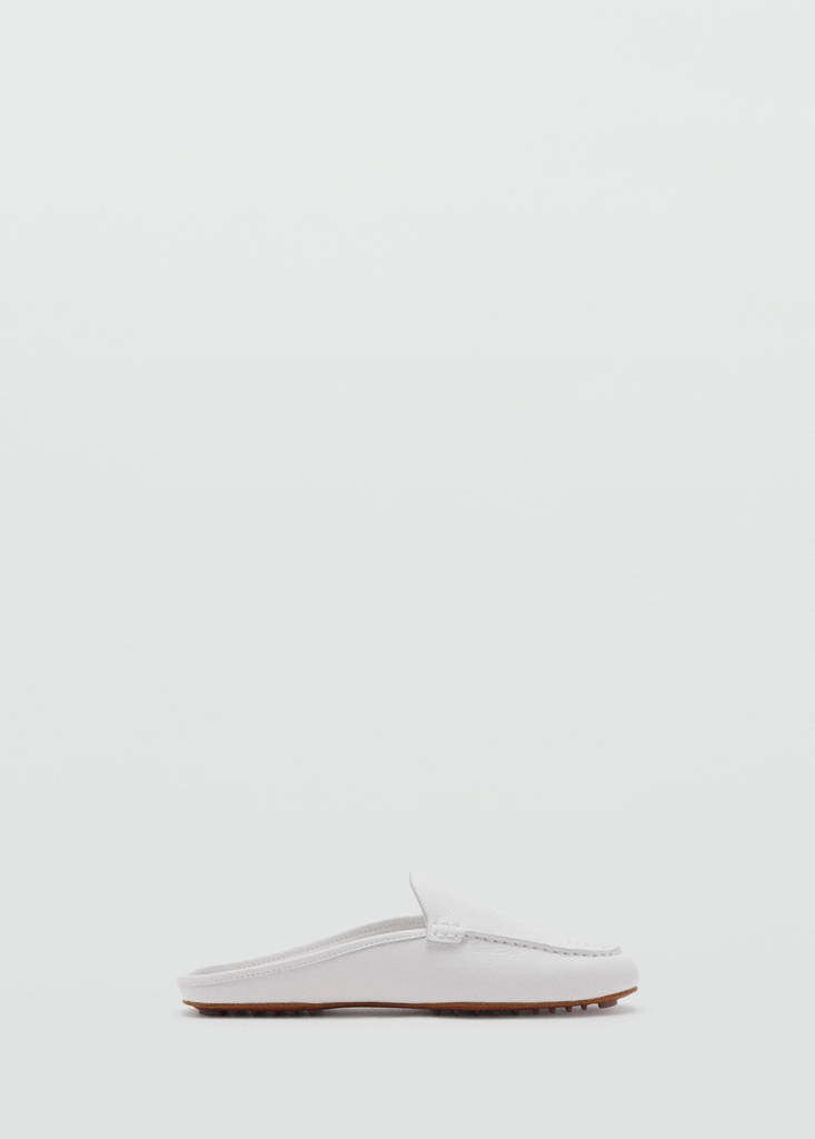 Leather flat shoes — White
