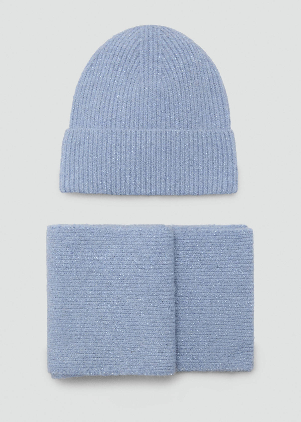 Ribbed lurex scarf — Sky Blue